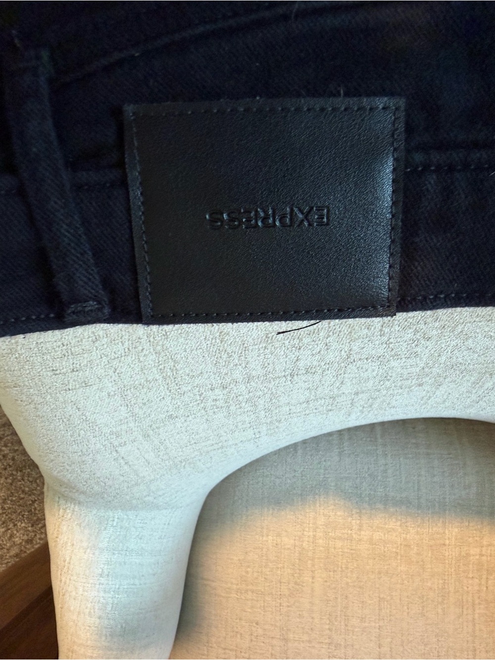 Express Black Denim Jeans with Branded Button
